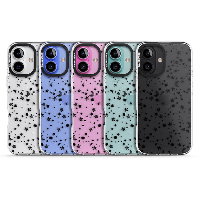 iPhone 16 Pro Max Black Cosmic Galaxy Pattern Black Impact Phone Case