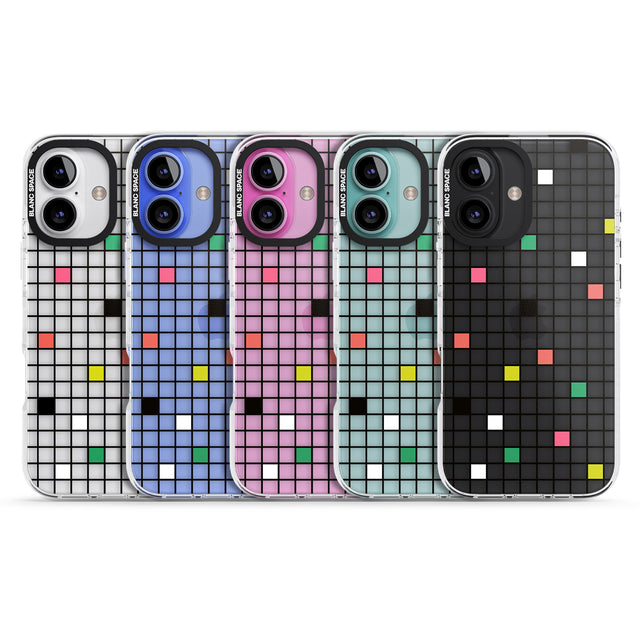 iPhone 16 Pro Max Vibrant Clear Geometric Grid Black Impact Phone Case