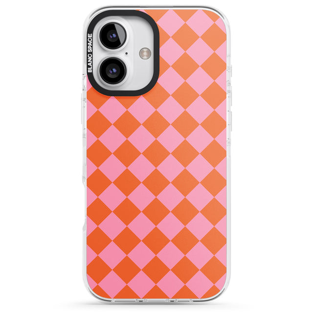 iPhone 16 Pro Max Retro Sunset Diamond Plaid Black Impact Phone Case