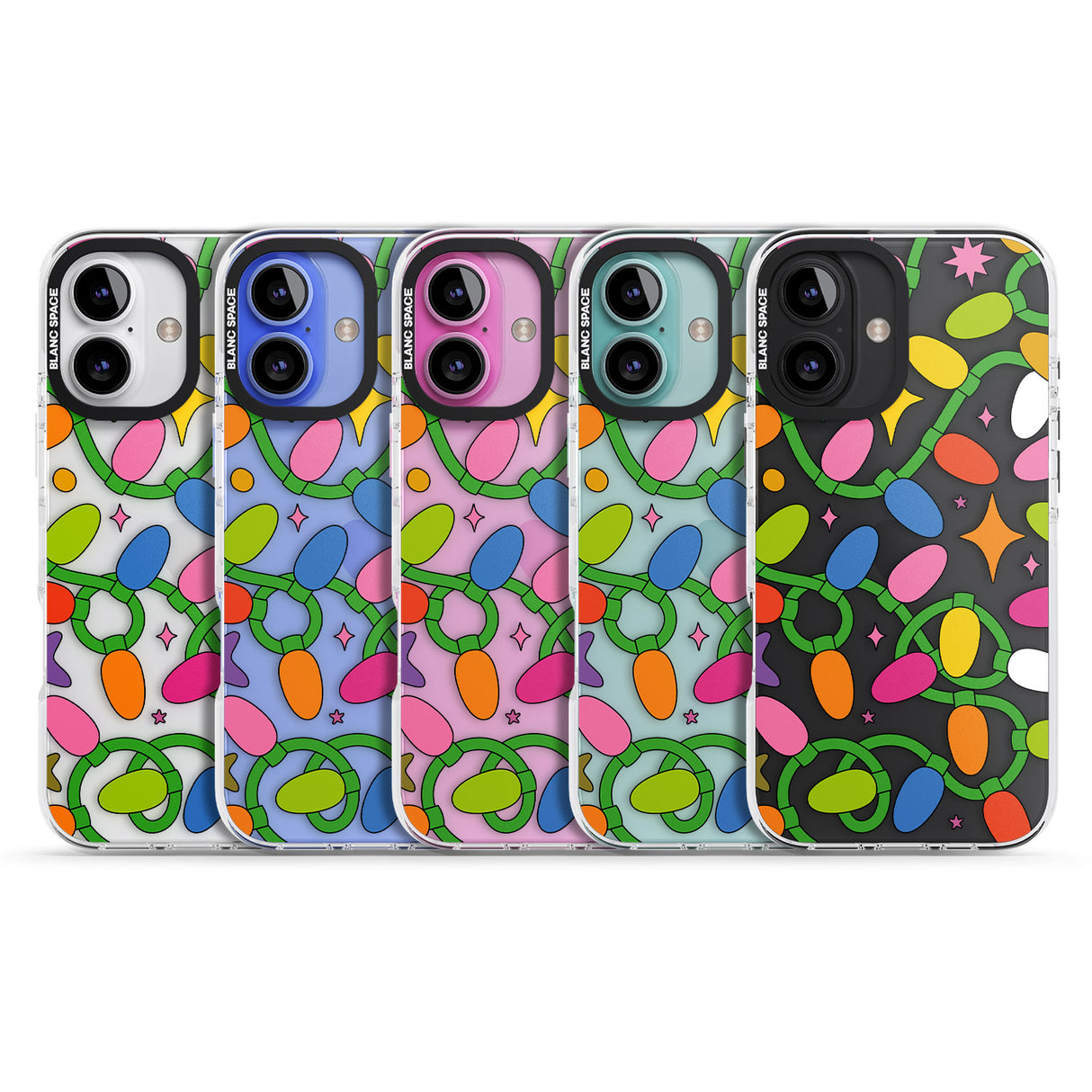 iPhone 16 Pro Max Festive Lights Pattern Black Impact Phone Case