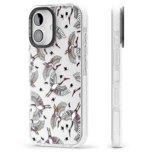 iPhone 16 Pro Max Colourful Crane Pattern Black Impact Phone Case