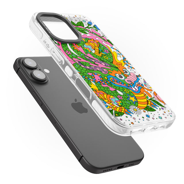 iPhone 16 Pro Max Psychedelic Jungle Dragon Black Impact Phone Case