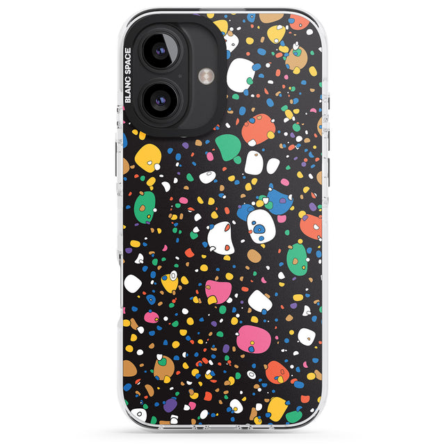 iPhone 16 Pro Max Colourful Confetti Pebbles (Black) Black Impact Phone Case