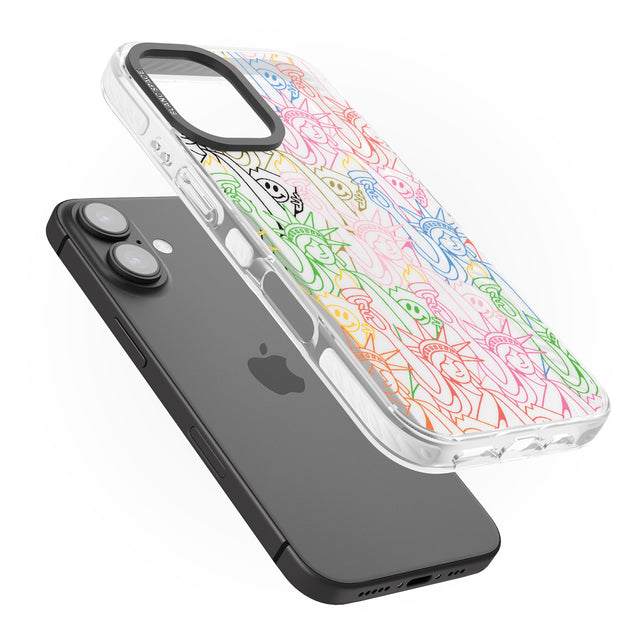 iPhone 16 Pro Max Multicolour Liberty Line Pattern Black Impact Phone Case