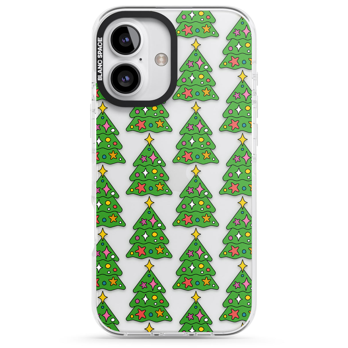 iPhone 16 Pro Max Christmas Tree Pattern (Clear) Black Impact Phone Case