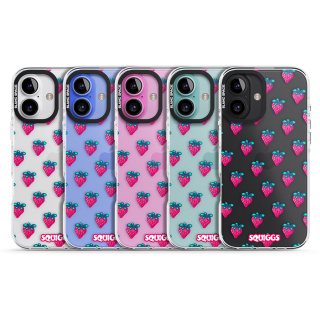 iPhone 16 Pro Max Strawberry Patch Black Impact Phone Case