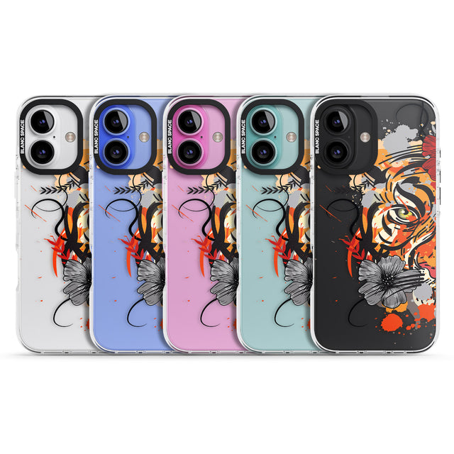 iPhone 16 Pro Max Sugar Skull Tiger Black Impact Phone Case