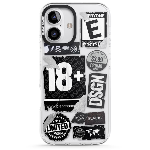 iPhone 16 Pro Max Black Sticker Mix Black Impact Phone Case