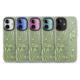 iPhone 16 Pro Max Green Abstract Wave Black Impact Phone Case + Magsafe