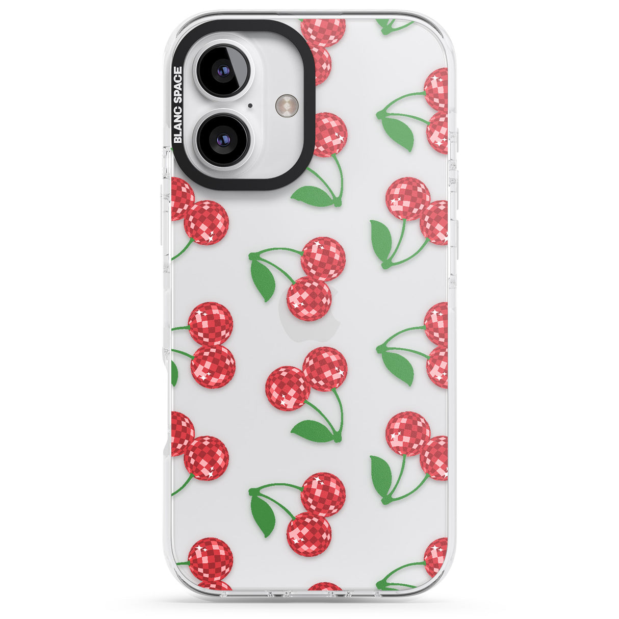 iPhone 16 Pro Max Disco Cherry Pattern Black Impact Phone Case + Magsafe