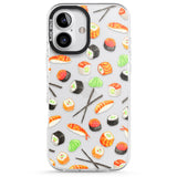 iPhone 16 Pro Max Sushi & Chopsticks Watercolour Pattern Black Impact Phone Case