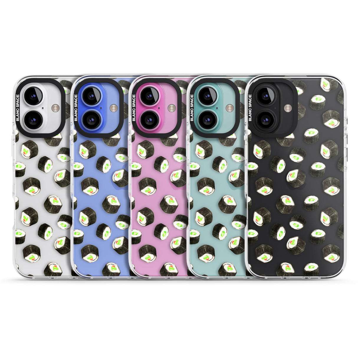 iPhone 16 Pro Max Maki Rolls Sushi Pattern Black Impact Phone Case