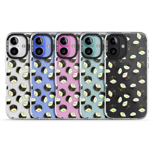 iPhone 16 Pro Max Maki Rolls Sushi Pattern Black Impact Phone Case