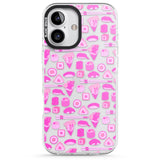 iPhone 16 Pro Max Bright Pink Sushi Pattern Black Impact Phone Case