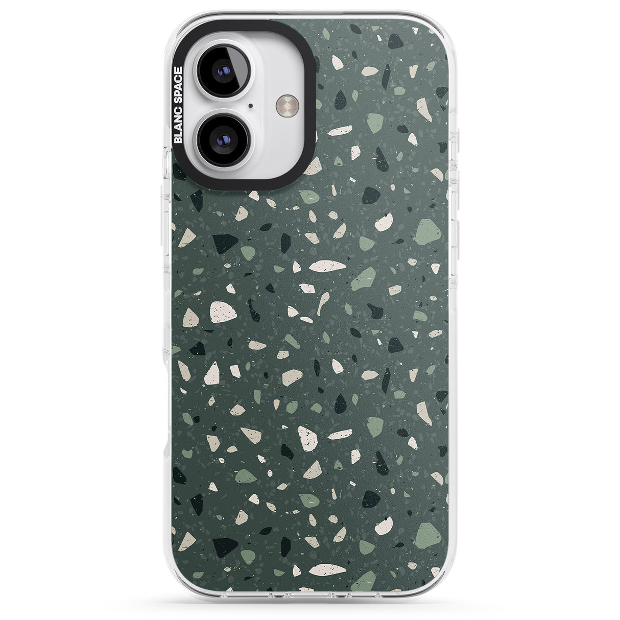 iPhone 16 Pro Max Green & Cream Terrazzo Pattern Black Impact Phone Case