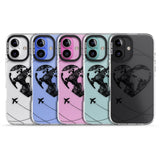 iPhone 16 Pro Max Globe Heart Black Impact Phone Case