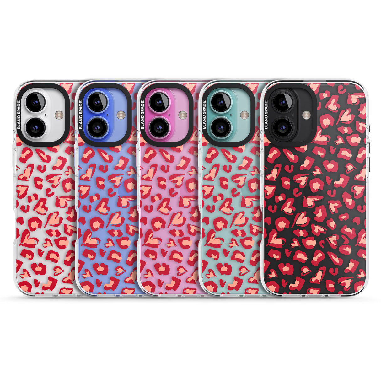 iPhone 16 Pro Max Heart Leopard Print Black Impact Phone Case