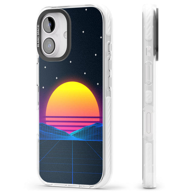 iPhone 16 Pro Max Retro Sunset Vaporwave Black Impact Phone Case