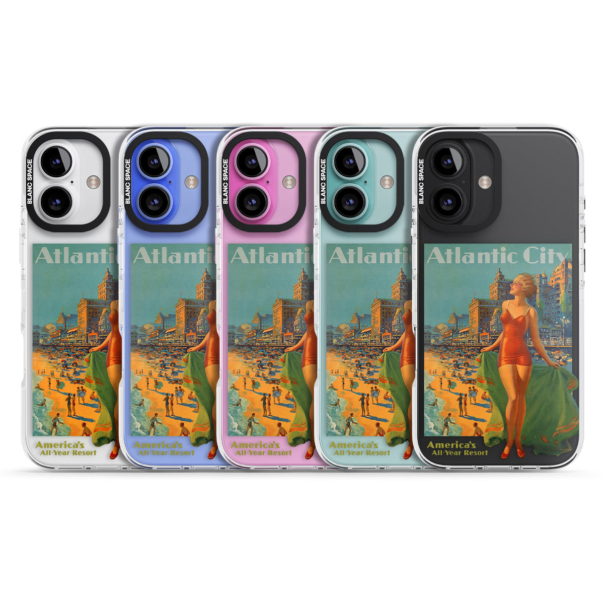 iPhone 16 Pro Max Atlantic City Vacation Poster Black Impact Phone Case