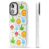 iPhone 16 Pro Max Kawaii Weed Pattern Black Impact Phone Case