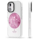 iPhone 16 Pro Max Aquarius Zodiac Transparent Design - Pink Black Impact Phone Case