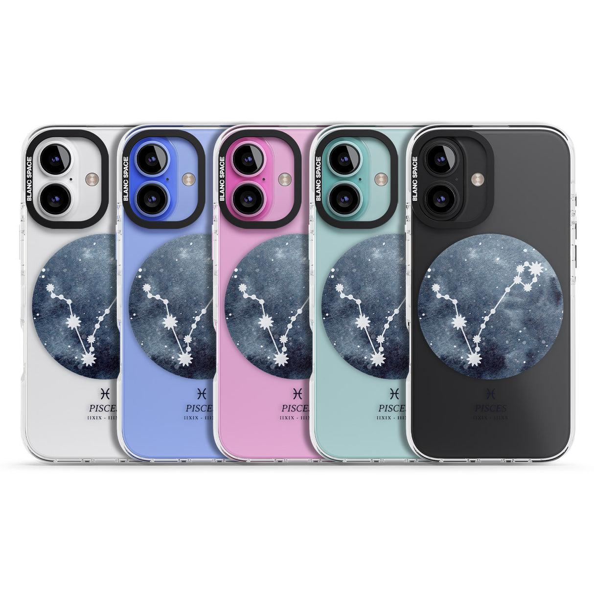 iPhone 16 Pro Max Pisces Zodiac Transparent Design - Blue Black Impact Phone Case