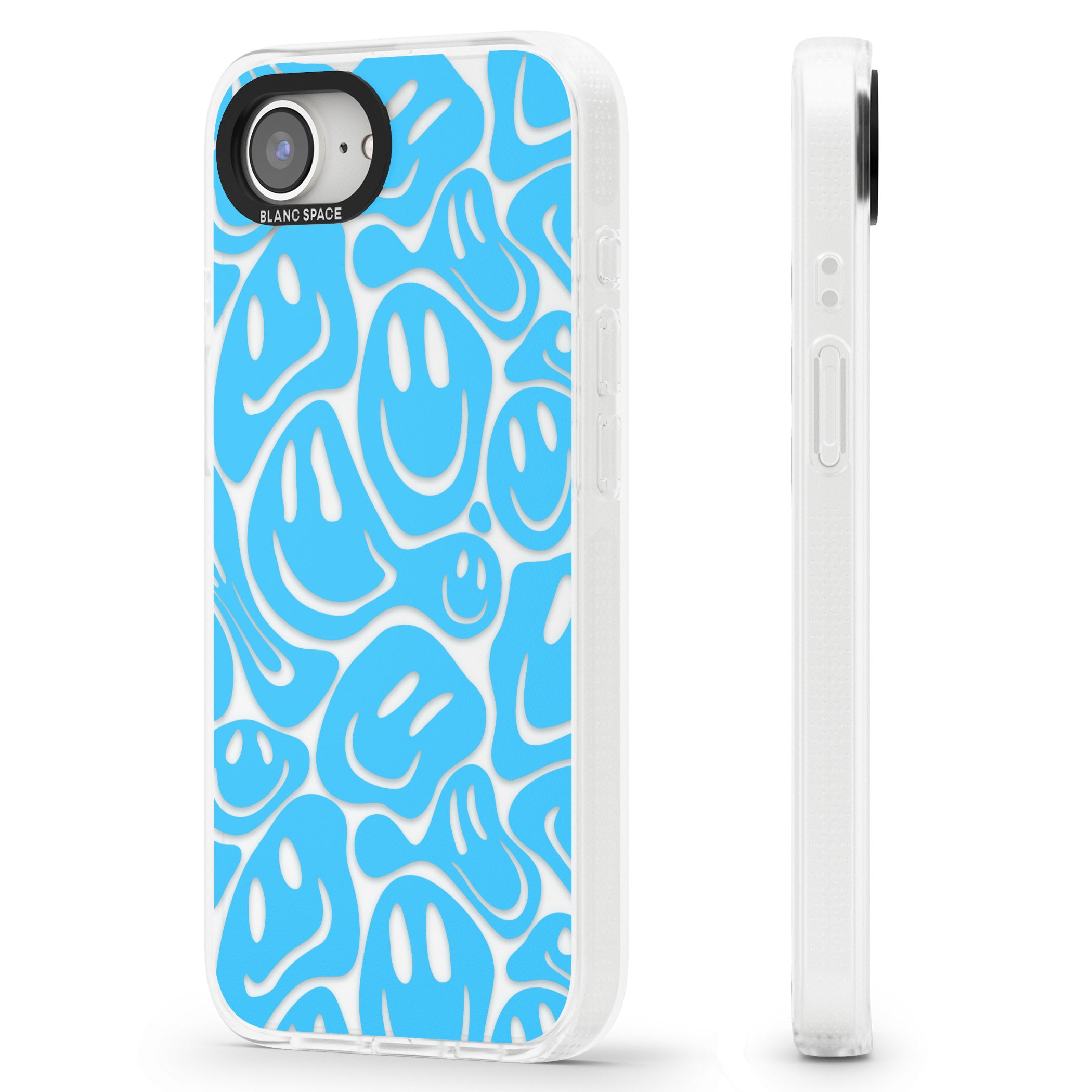 Blue Acid Faces iPhone 16e Clear Case Impact Air - Blanc Space
