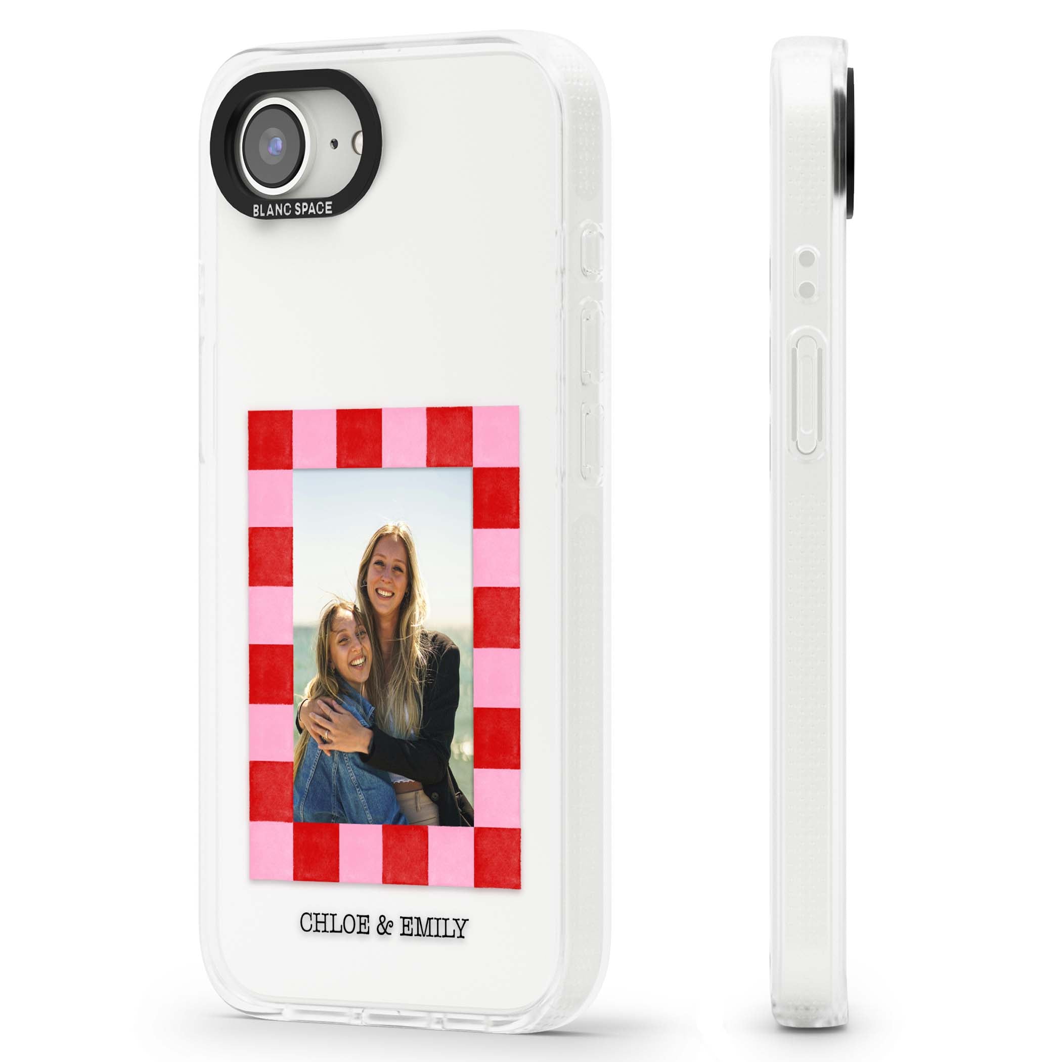 Bubblegum Check Photo for her iPhone case | Clear Case Impact Air case for iPhone 16e, iPhone 17e
