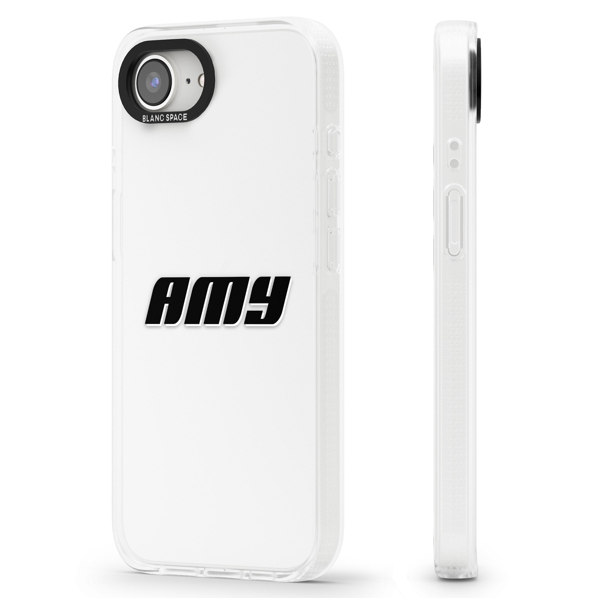 Personalised Clear Text 1C iPhone 16e Clear Case Impact Air - Blanc Space