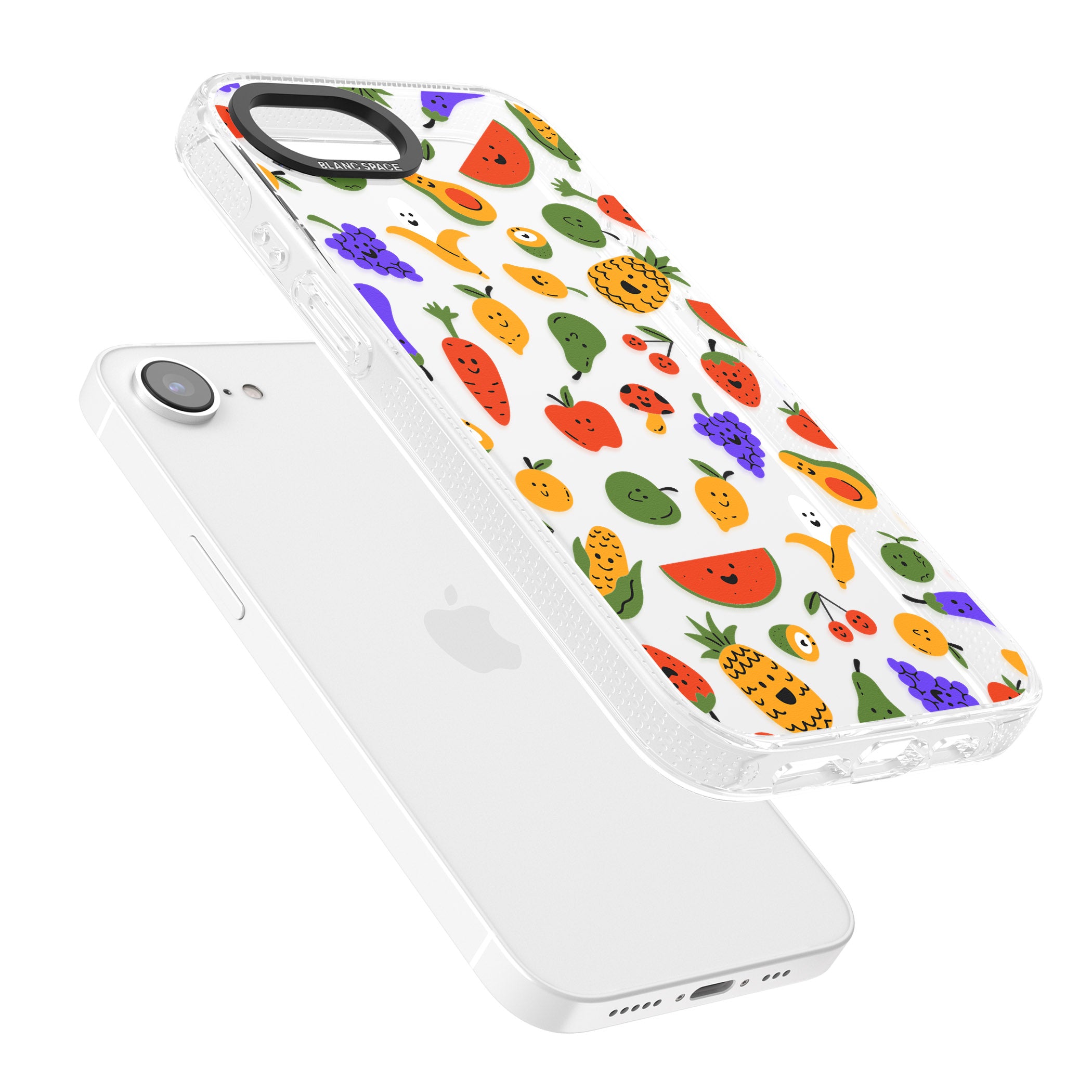 Mixed Kawaii Food Icons - Clear iPhone 16e Clear Case Impact Air - Blanc Space