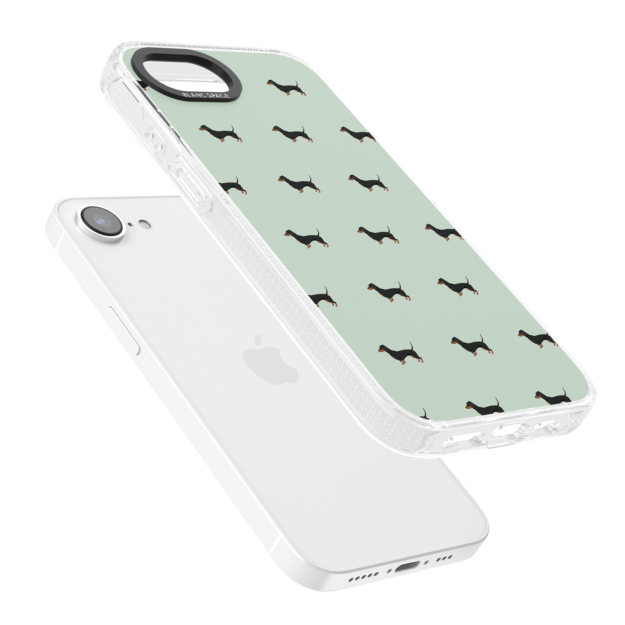 Dachshund Dog Pattern iPhone 16e Clear Case Impact Air - Blanc Space