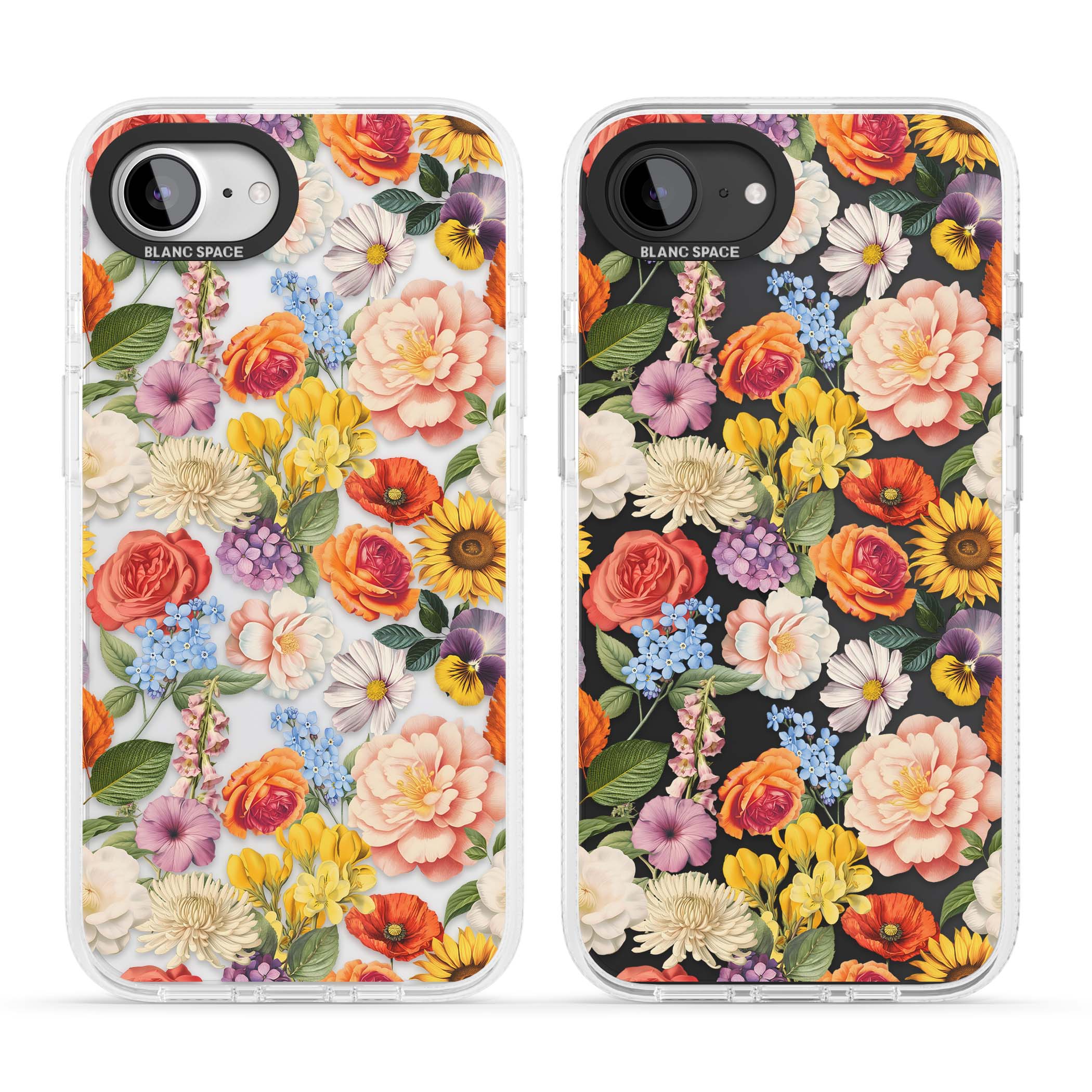 Bloom Basket floral iPhone case featuring cottage garden flowers including peonies, sunflowers, and wildflowers in pastel col | Clear Case Impact Air case for iPhone 16e, iPhone 17e