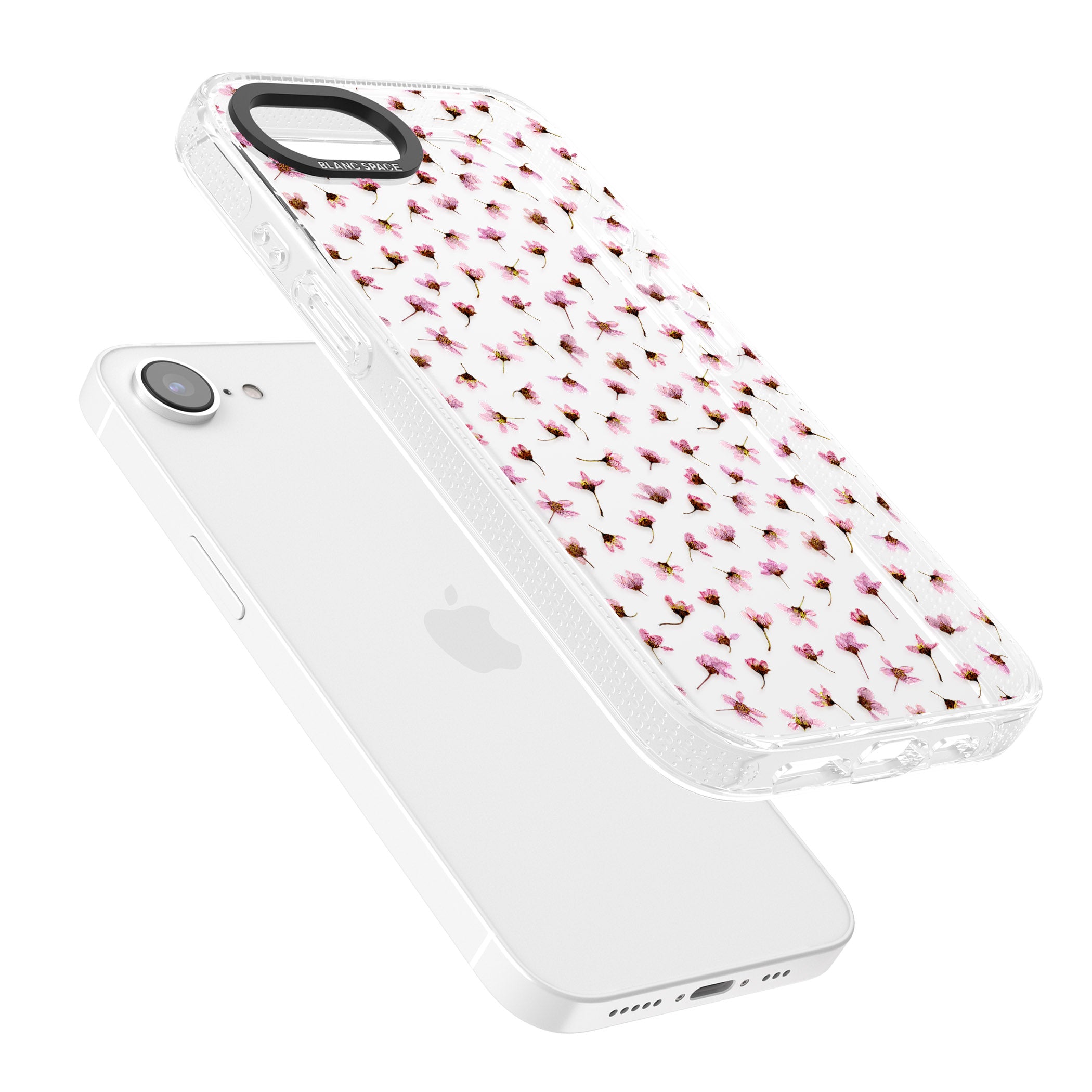 Small Pink Blossoms Transparent Design iPhone 16e Clear Case Impact Air - Blanc Space