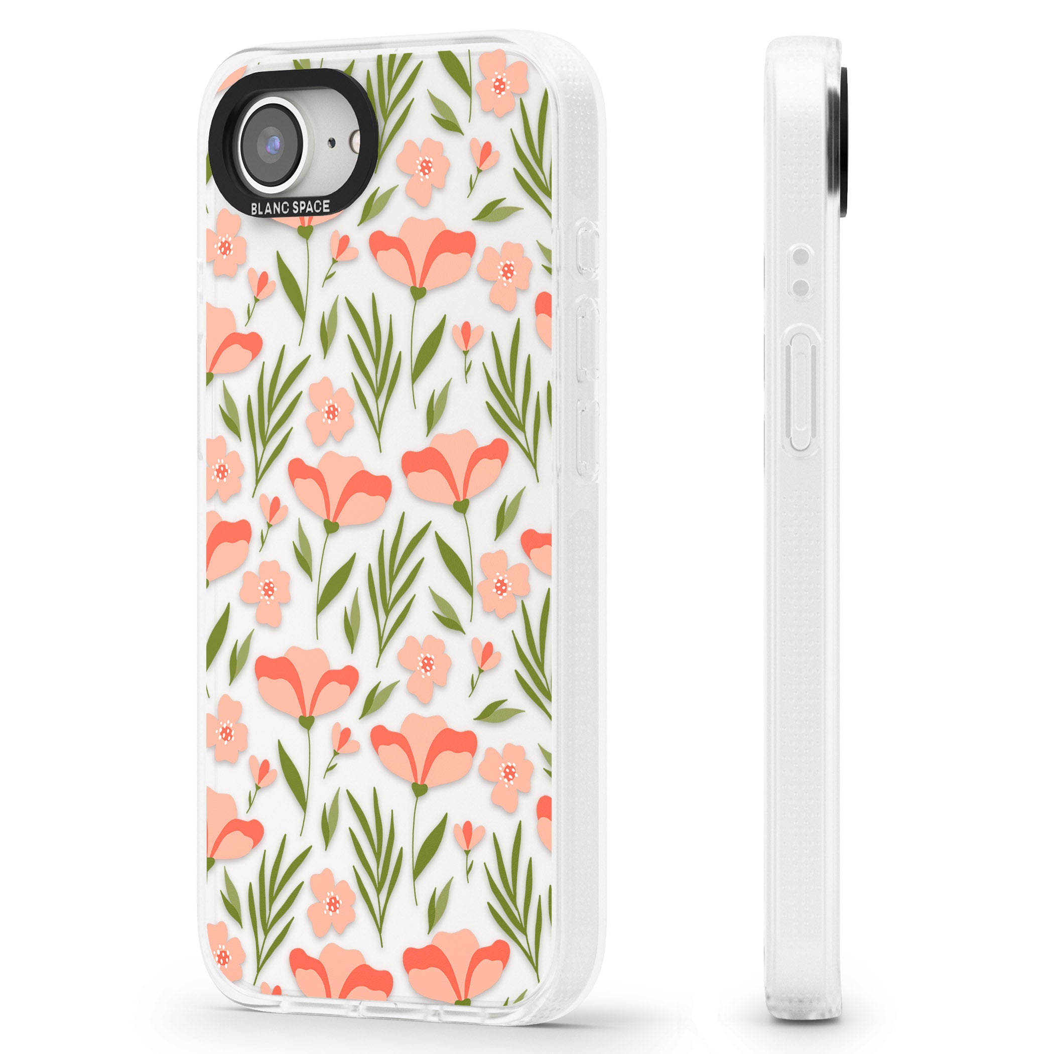 Pink Petals Transparent Floral iPhone 16e Clear Case Impact Air - Blanc Space