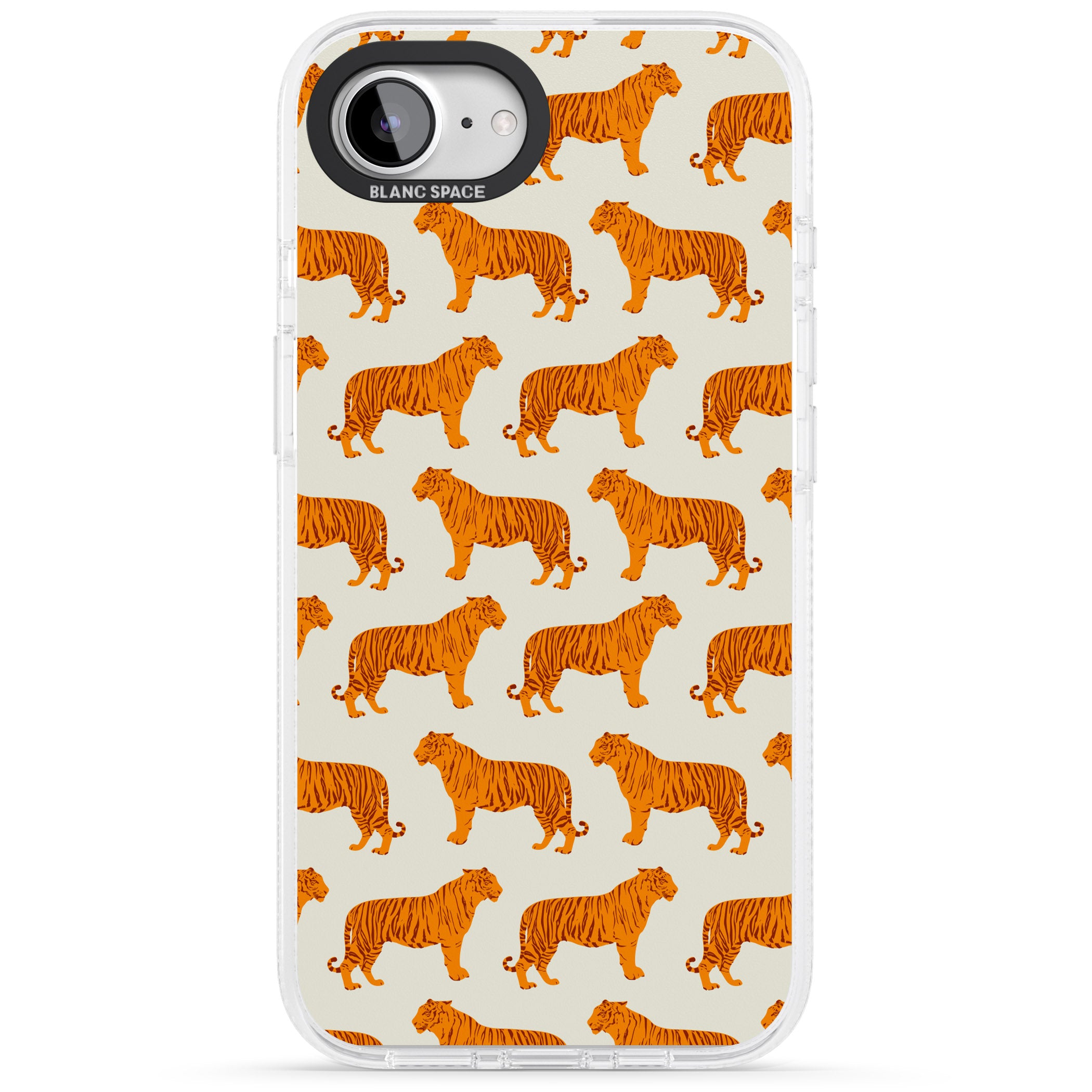 Trendy Tiger Patterns Tigers On Khaki iPhone 16e Clear Case Impact Air - Blanc Space
