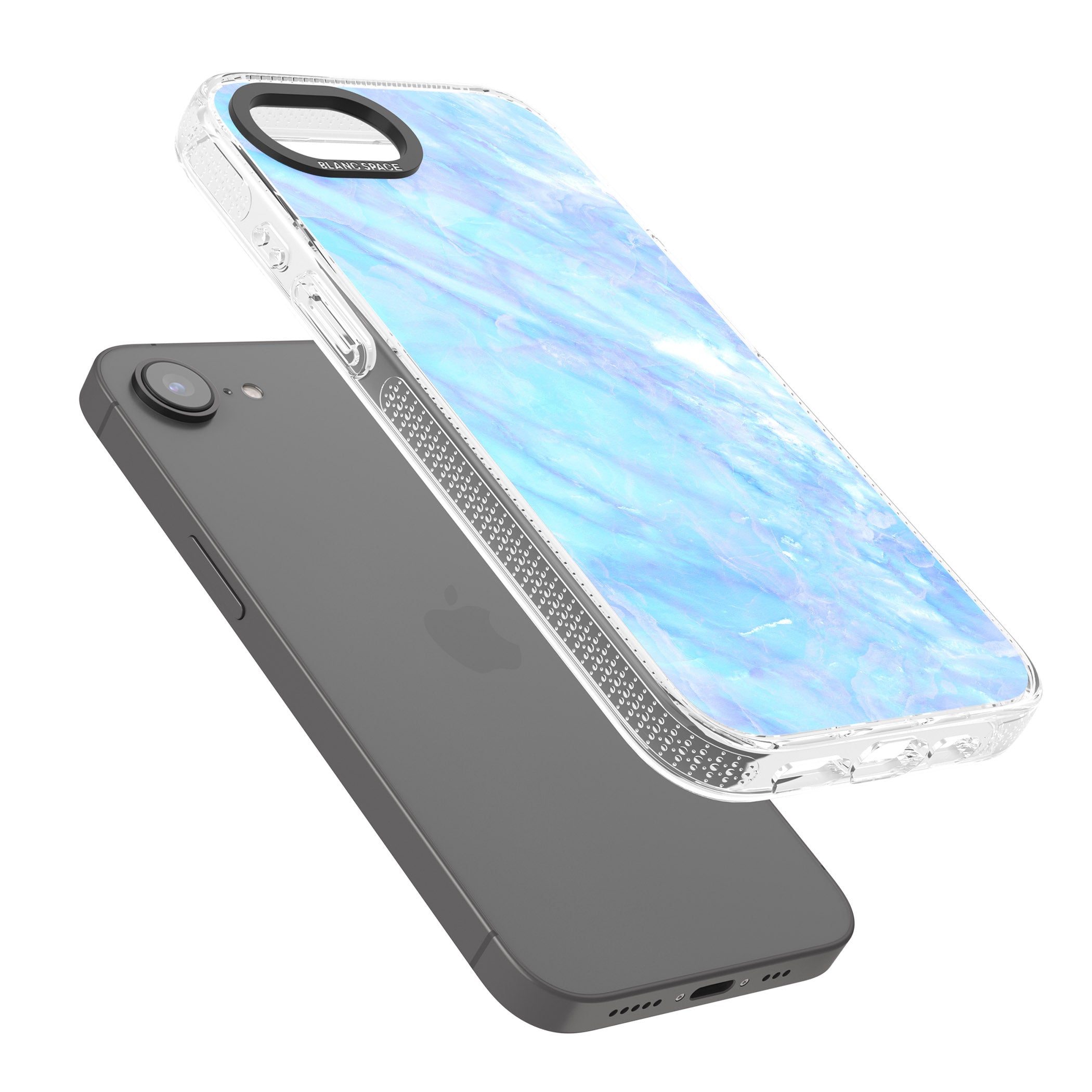 Iridescent Crystal Marble iPhone 16e Clear Case Impact Air - Blanc Space