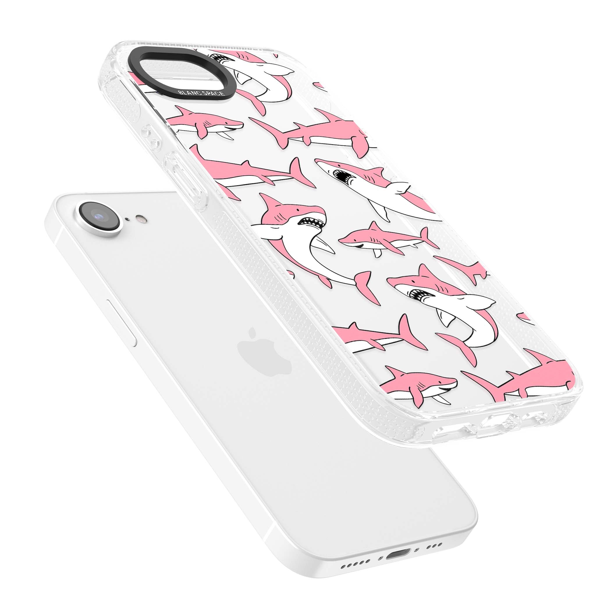 Bubblegum Sharks for her iPhone case | Clear Case Impact Air case for iPhone 16e, iPhone 17e