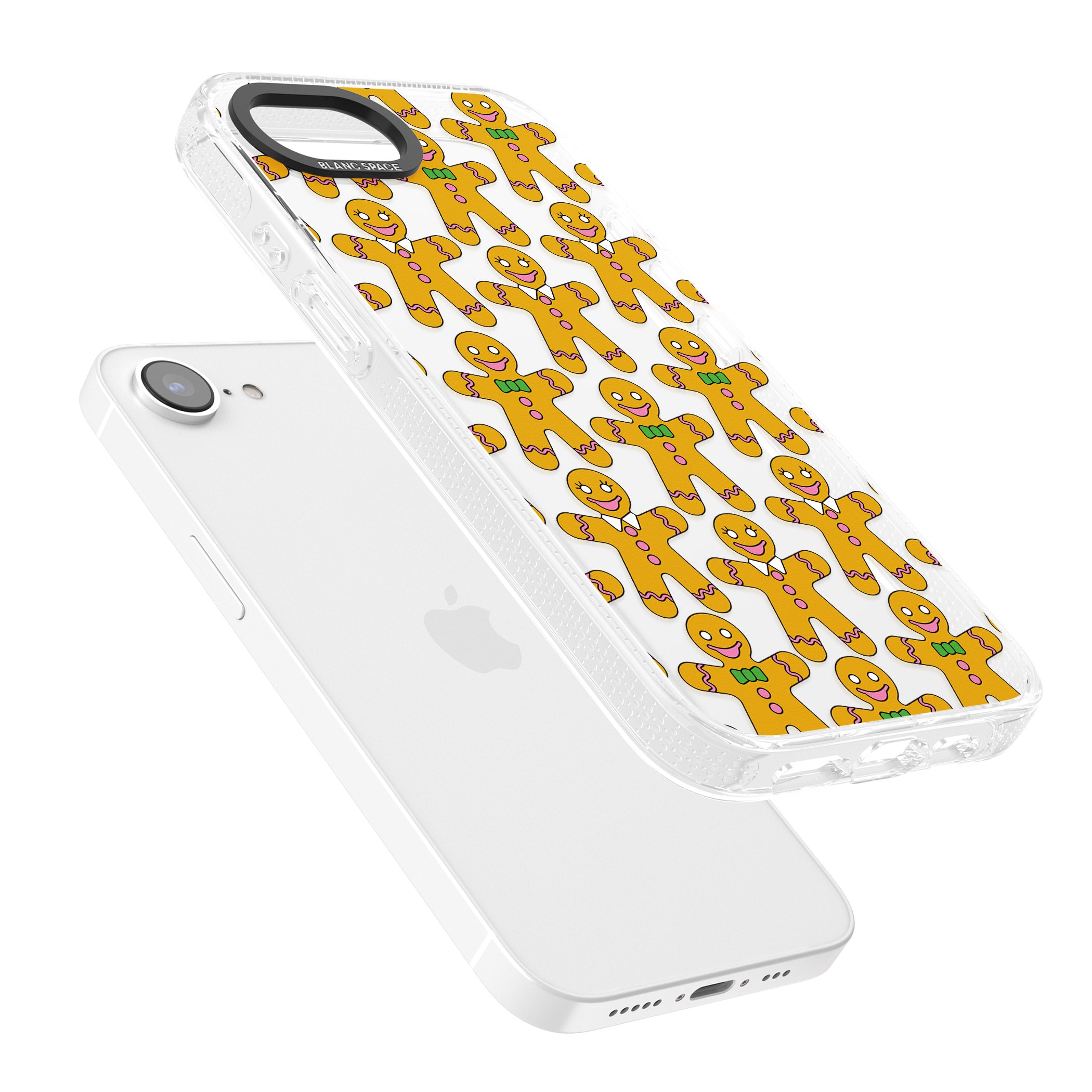 Gingerbread Cookie Pattern iPhone 16e Clear Case Impact Air - Blanc Space