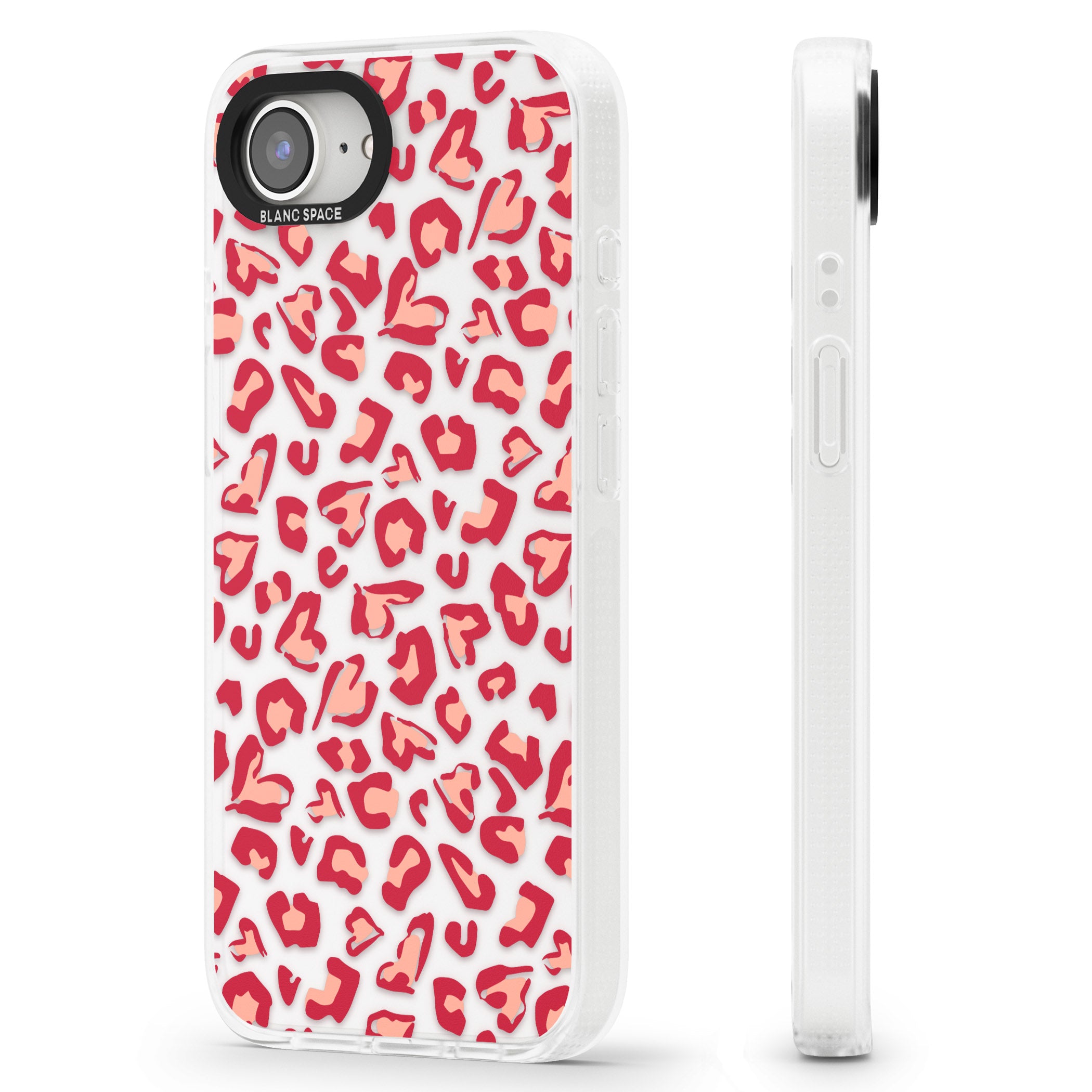 Heart Leopard Print iPhone 16e Clear Case Impact Air - Blanc Space