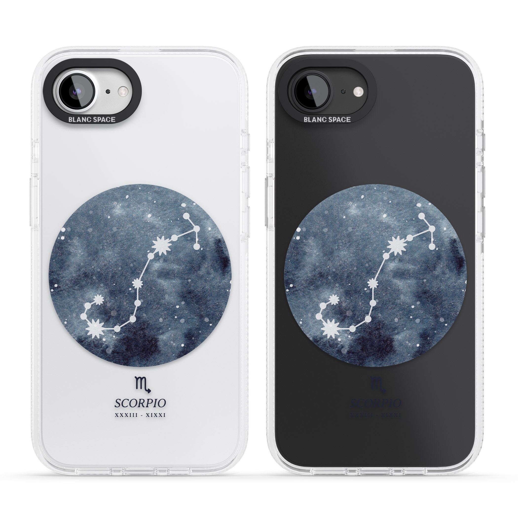 Scorpio Zodiac Transparent Design - Blue iPhone 16e Clear Case Impact Air - Blanc Space