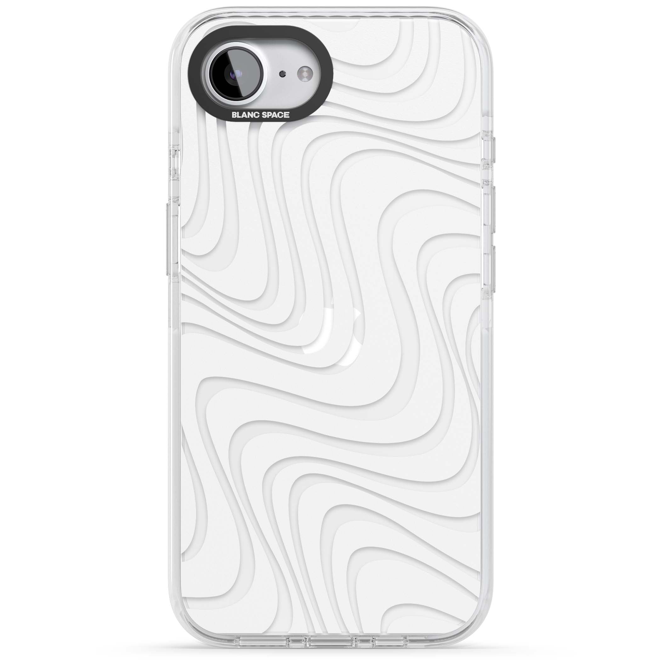 White Abstract Waves abstract iPhone case featuring flowing grey wave pattern on clear background | Clear Impact case for iPhone 16e, iPhone 17e