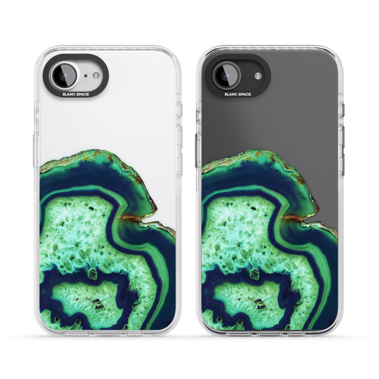 Neon Green & Blue Agate Crystal Transparent Design