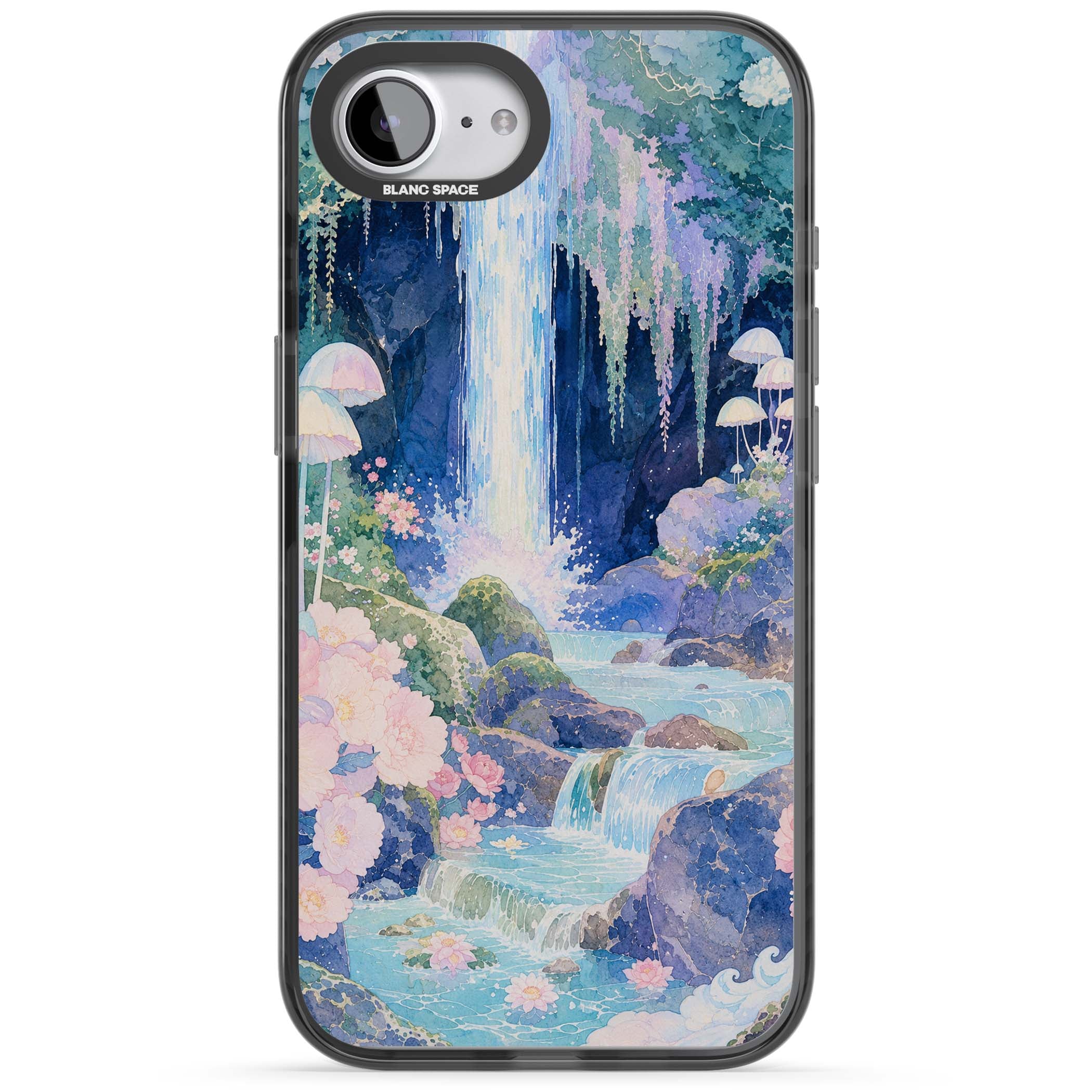 Mystic Waterfall art iPhone case | Black Impact case for iPhone 16e, iPhone 17e