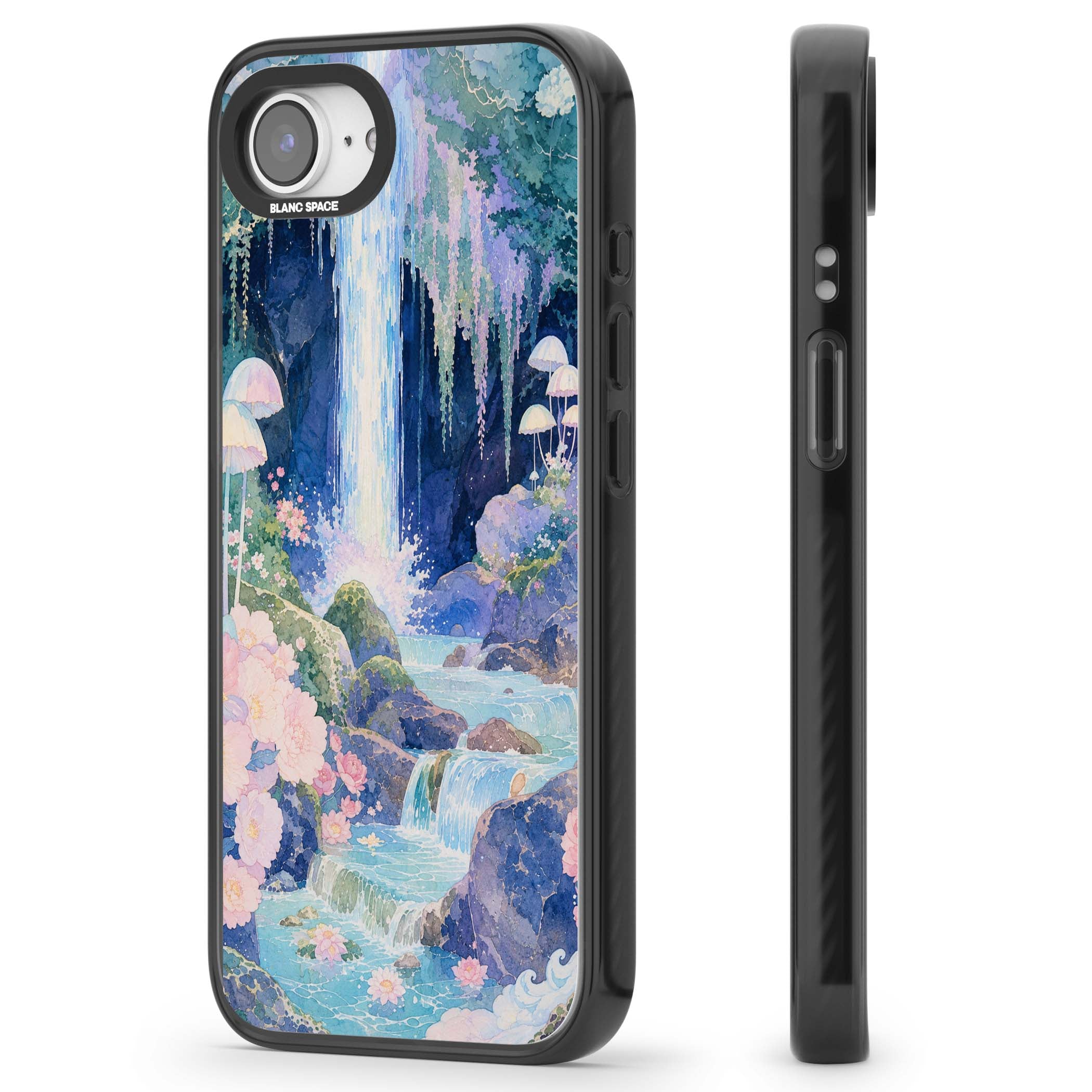 Mystic Waterfall art iPhone case | Black Impact case for iPhone 16e, iPhone 17e