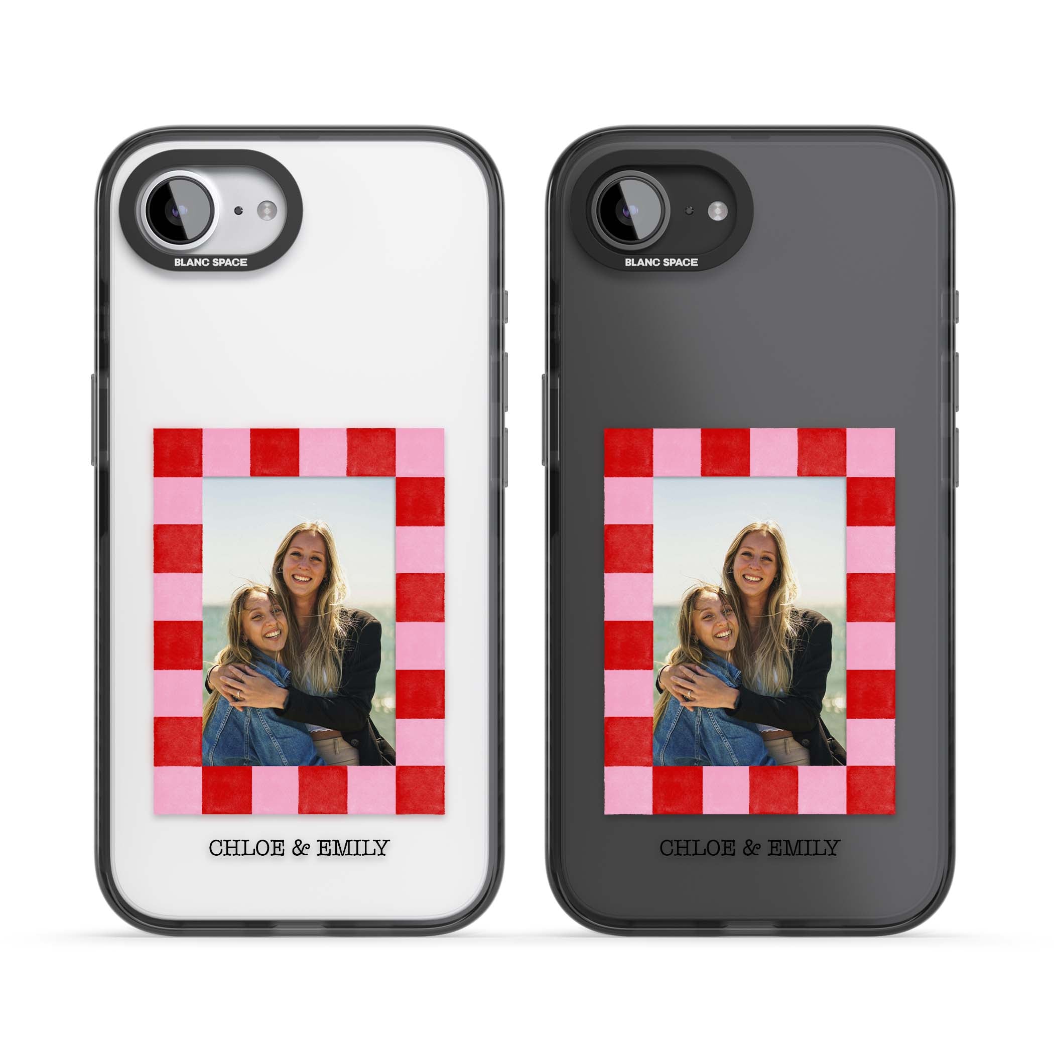 Bubblegum Check Photo for her iPhone case | Black Impact case for iPhone 16e, iPhone 17e
