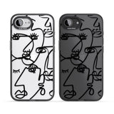 Abstract Continuous Line Faces Black on Clear