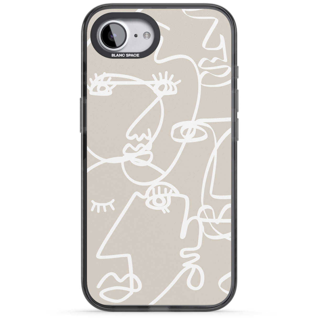 Abstract Continuous Line Faces White on Beige