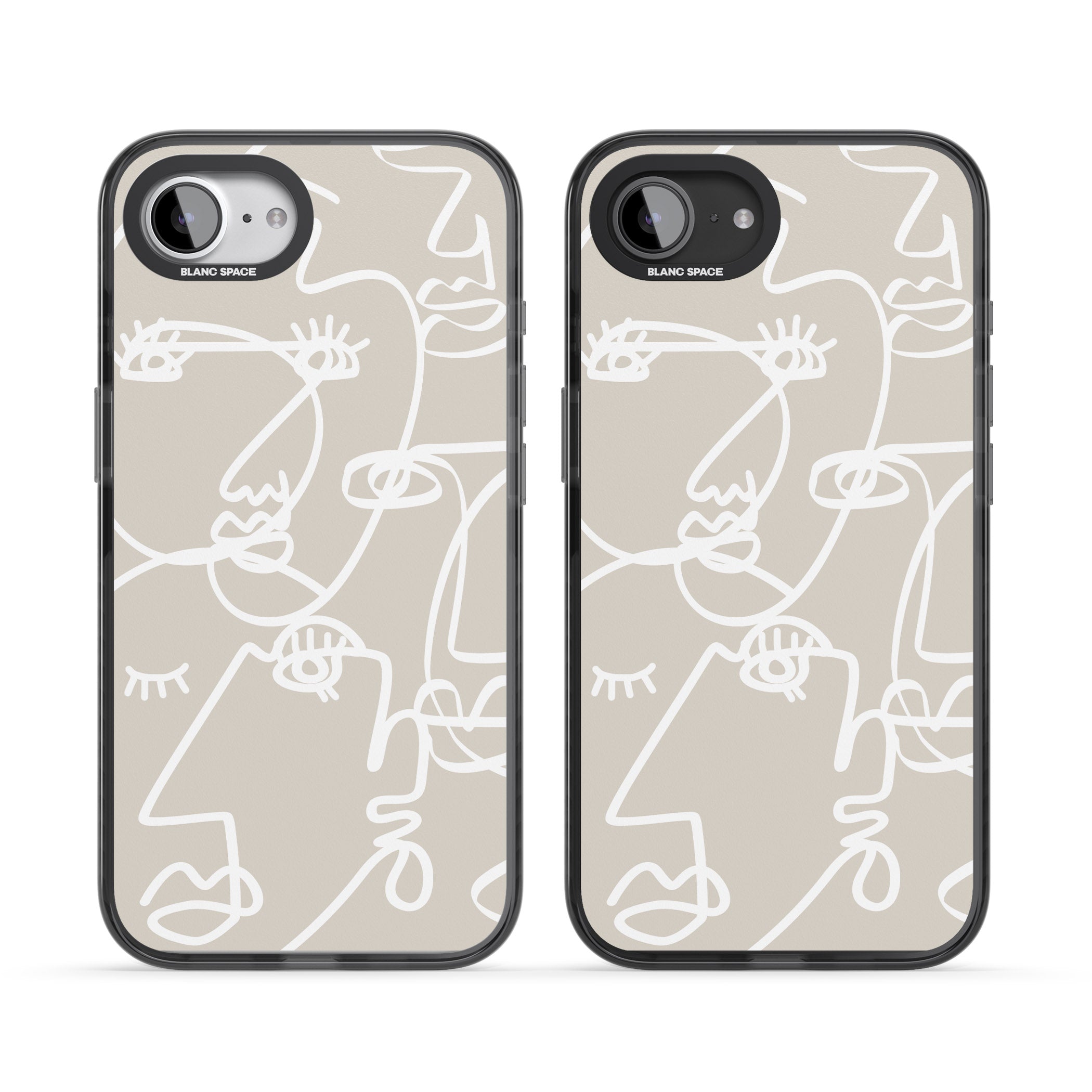 Abstract Line Art White Beige