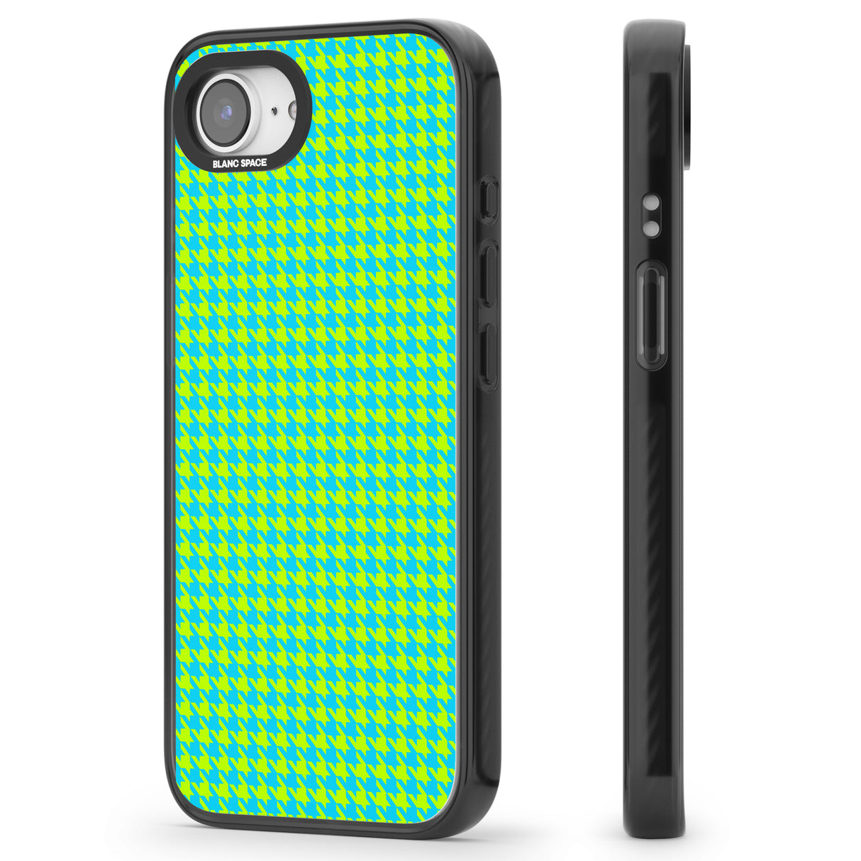 Neon Lime & Turquoise Houndstooth Pattern