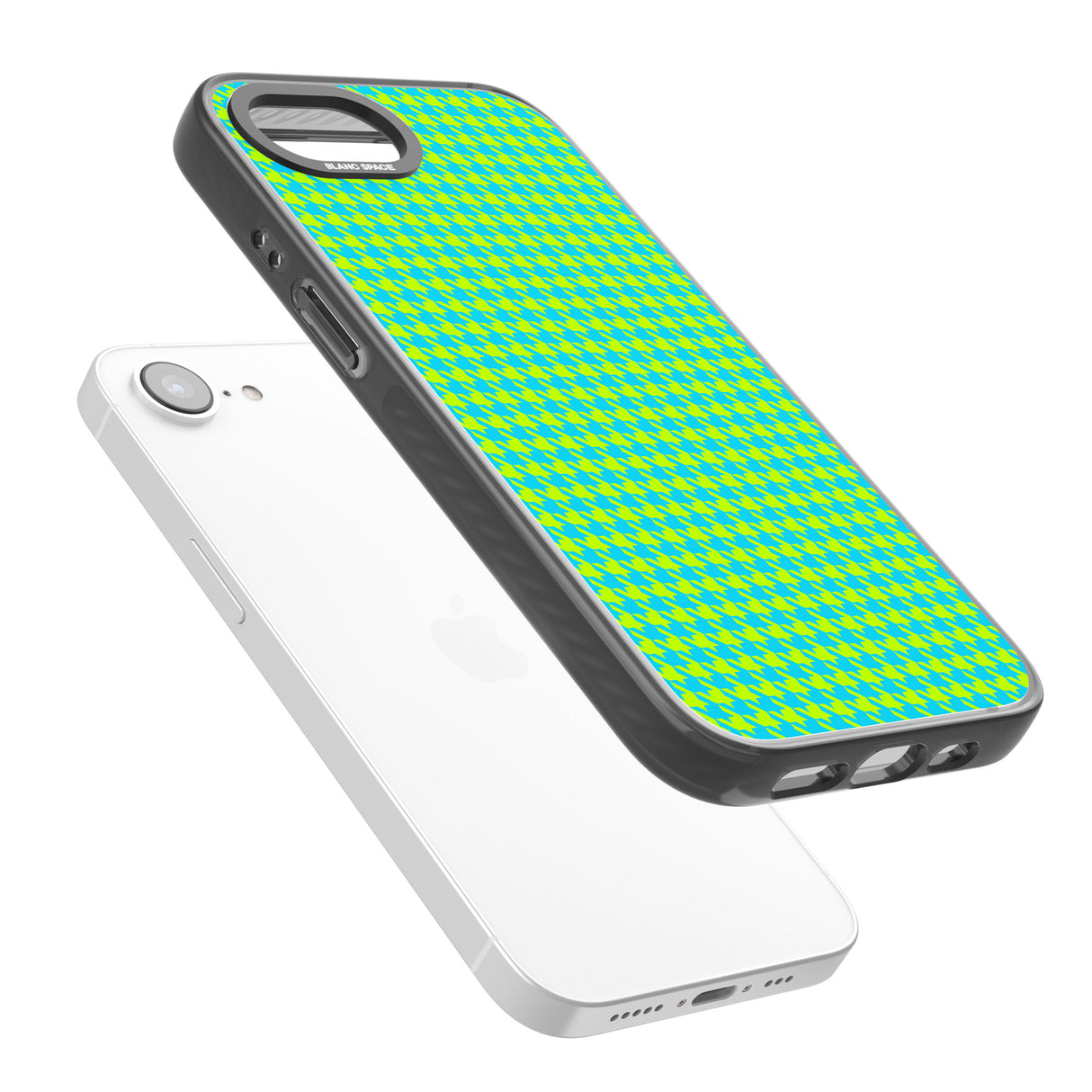 Neon Lime & Turquoise Houndstooth Pattern